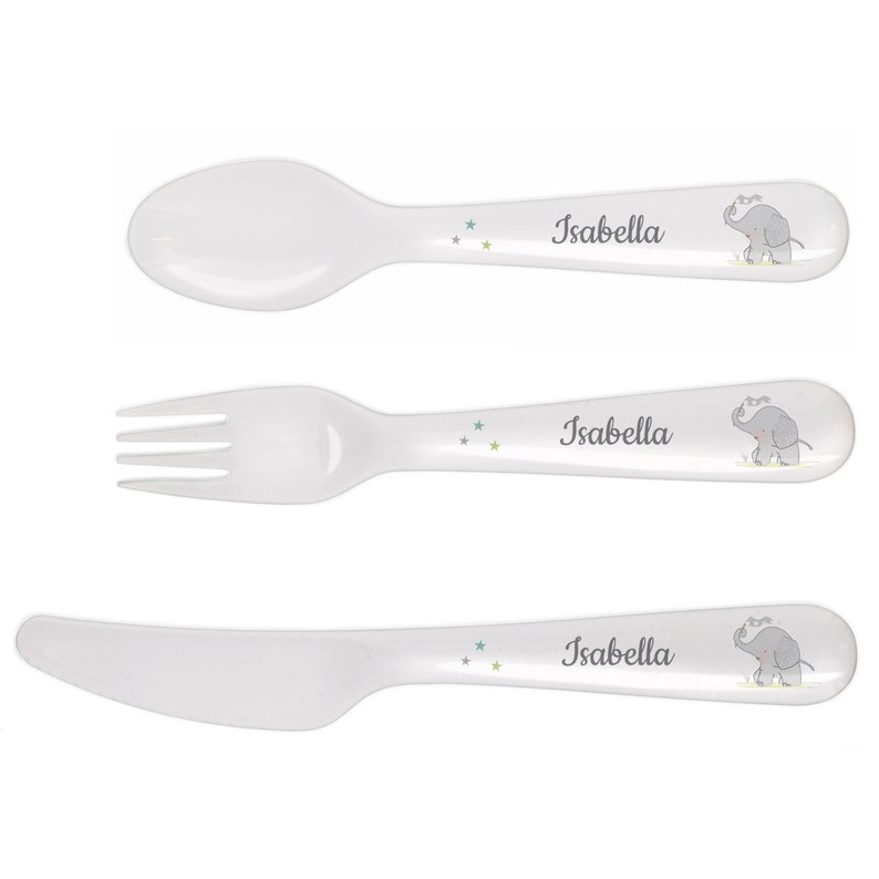 Personalised 3PC Baby Cutlery Set Elephant Design Etsy