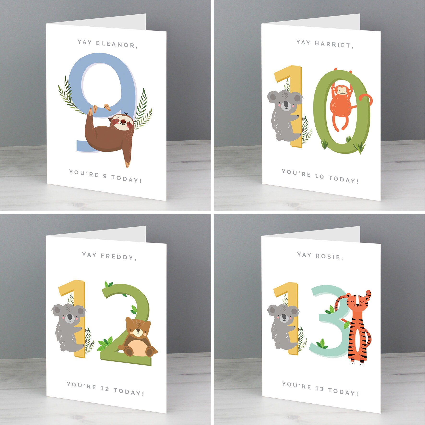 Personalised Zoo Animal Children's Greeting Birthday Card - Any Age ...