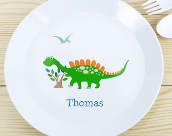 Kids Dinosaur Plastic Personalise Plate Shatter Proof - Boys Dinner Breakfast Plate  Birthdays Christening Christmas Gift  - BPA Free
