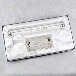 2PC Personalizzato Sliver Certificate Holder - Qualsiasi messaggio di nome - Ornamento decorativo per battesimo matrimoni Prima Comunione Battesimo