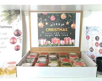 24-Day  Christmas Countdown Advent Tea Light Lavender Fragrance Candles Gift Set - Lavender & Coconut or Mixed Lavender Plain or Botanical