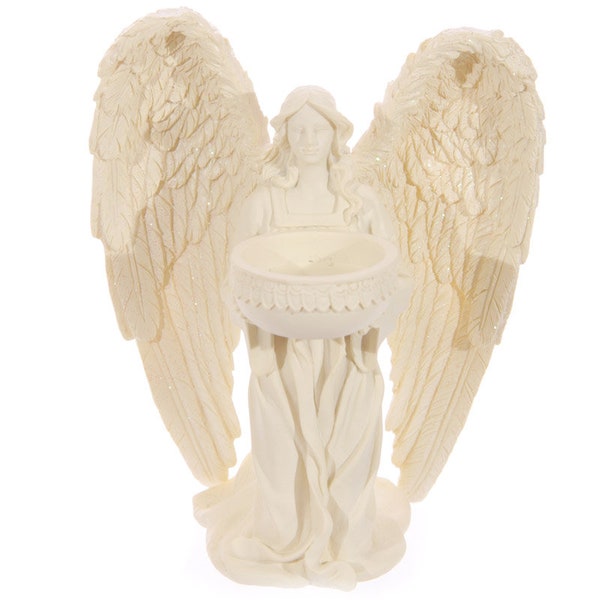 Gurdian Angel Ornament Figurine Tealight Holder - Angel Wings Home Decor Tea Light Votive Candle Holder - Memorial Religious Christmas Gift