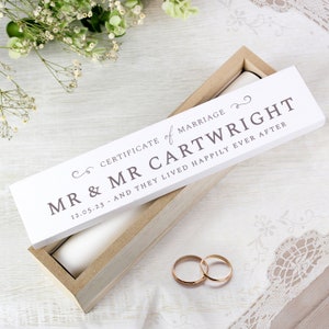 Certificado de matrimonio Soporte de madera personalizado, Titular del certificado de boda para novio, Regalo de recuerdo de boda, Regalo del día de la boda