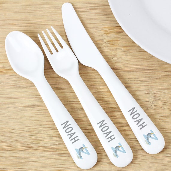Personalisiertes 3STK Besteck Set für Kinder - Mädchen Alphabet BPA Gratis Löffel Gabel Set - Jeder Name - Weihnachten Taufe Geburtstagsgeschenk