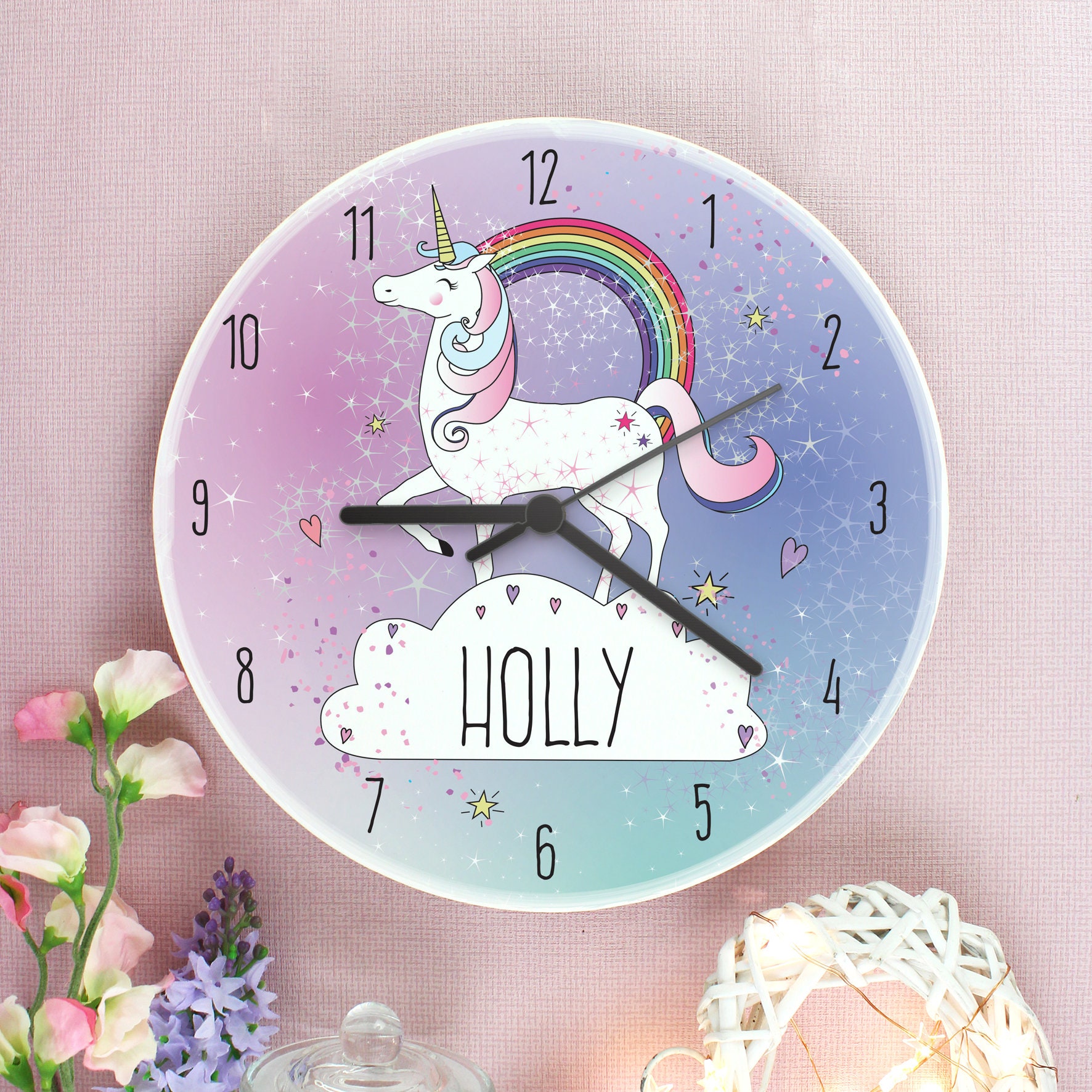 Personalised Unicorn Wooden Clock Etsy Denmark