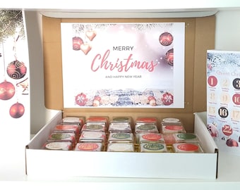 24-Day Christmas Countdown Advent Tea Light Berries Fragrance Candles Gift Set - Assorted Scents Colourful Plain and Botanical Finish