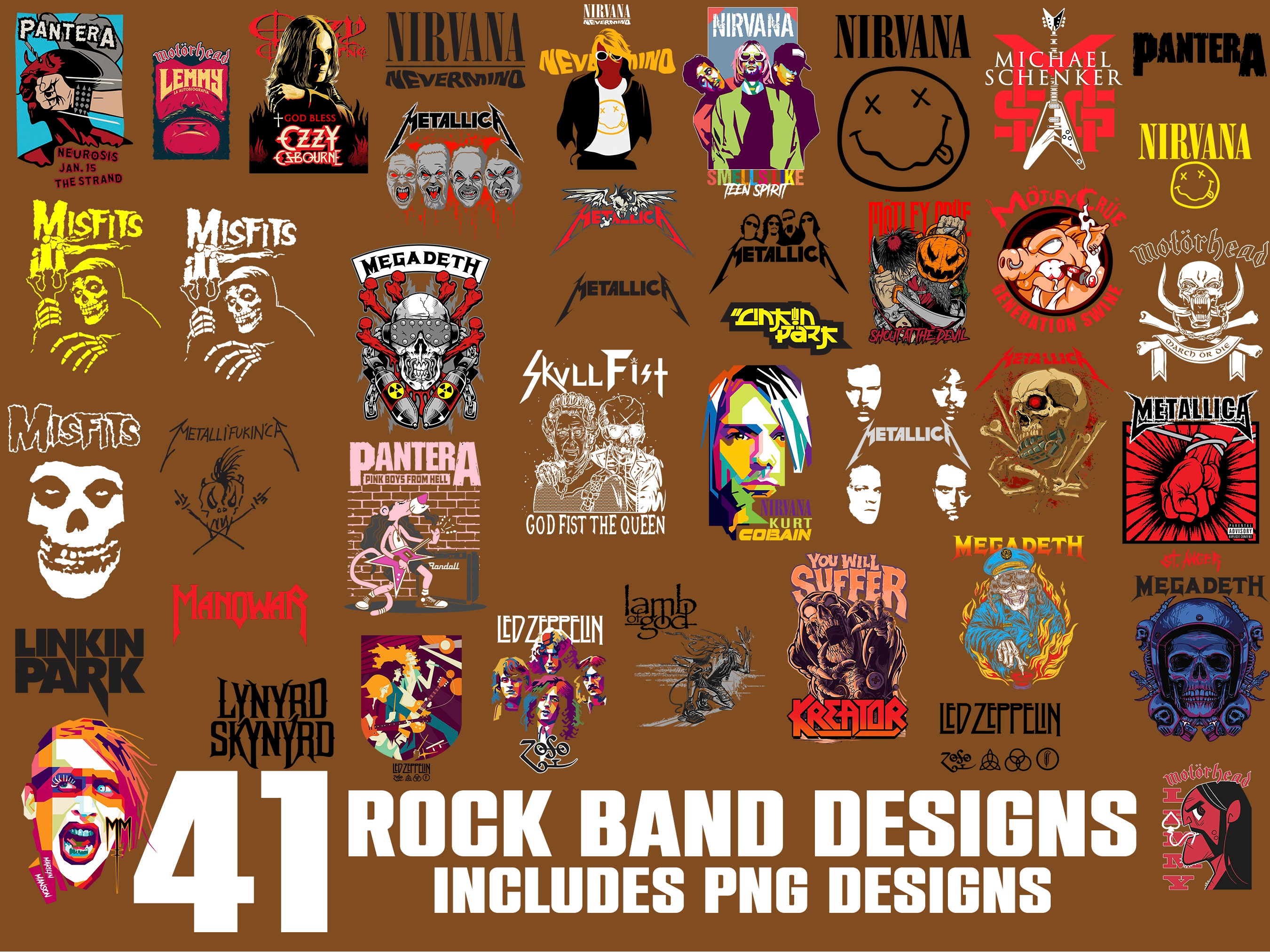 41 Rock Bands Halftone Png Bundle classic Rock Band Bundle Etsy Australia
