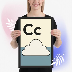 C wie Cloud - Alphabet Wetter Wandkunst | Modernes Kinderzimmer Dekor | Lehrreiches A-Z Poster | Ruhiger Kinderzimmer Dekor