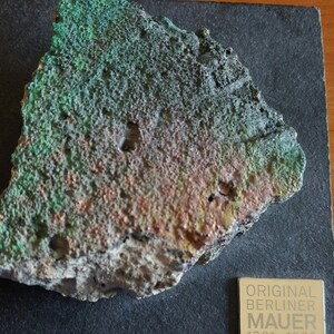 Original Genuine Color Piece of Berlin Wall on Special Slate Display with COA