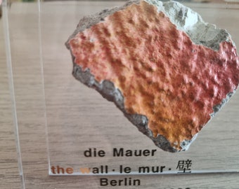 Germany Original Genuine Piece of Berlin Wall Size Large 6 cm in Perspex Holder