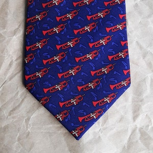 Navy blue silk tie gift for musician Instruments necktie musical gifts for him Music tie Gift for music teacher