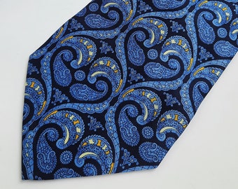 Blue paisley tie Wedding tie for dad Floral silk tie