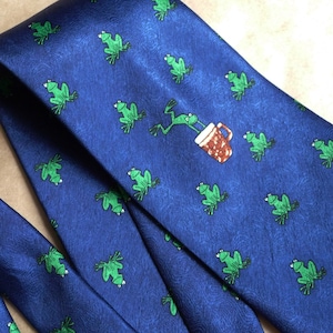 Lustige Frosch Krawatte Tier Krawatte Jahrestag Geschenk für ihn Marineblau Krawatte Frosch-Liebhabergeschenk
