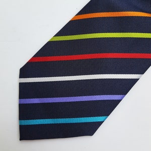 Multicolor silk necktie Striped neck tie for men Colorful wedding tie