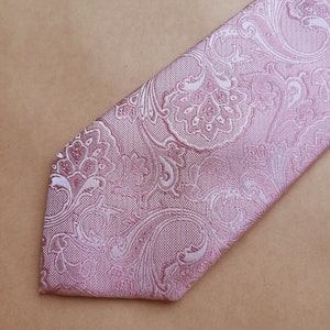 Cravate rose poudré Mariage floral pour homme Cravate pour homme Cravate cachemire, cadeau d&#39;anniversaire pour lui