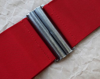 Vintage roter Taillen Gürtel Breiter, elastischer Gürtel für Frauen