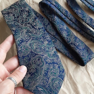 Navy blue paisley tie anniversary gift for him