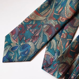 Turquoise tie for men Abstract tie for groom Geometric tie for wedding