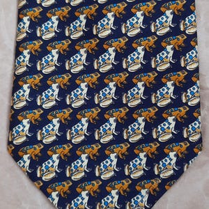 Animal tie with frog Navy tie for men Vintage necktie silk mans gift Funny anniversary gift for him