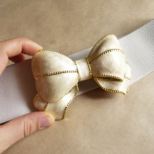 Elastic waist belt with bow buckle Beige waist belt for women Wide hip belts for women