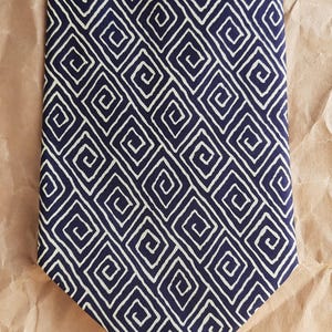 St. Michael Geometric print tie Wedding navy blue silk tie