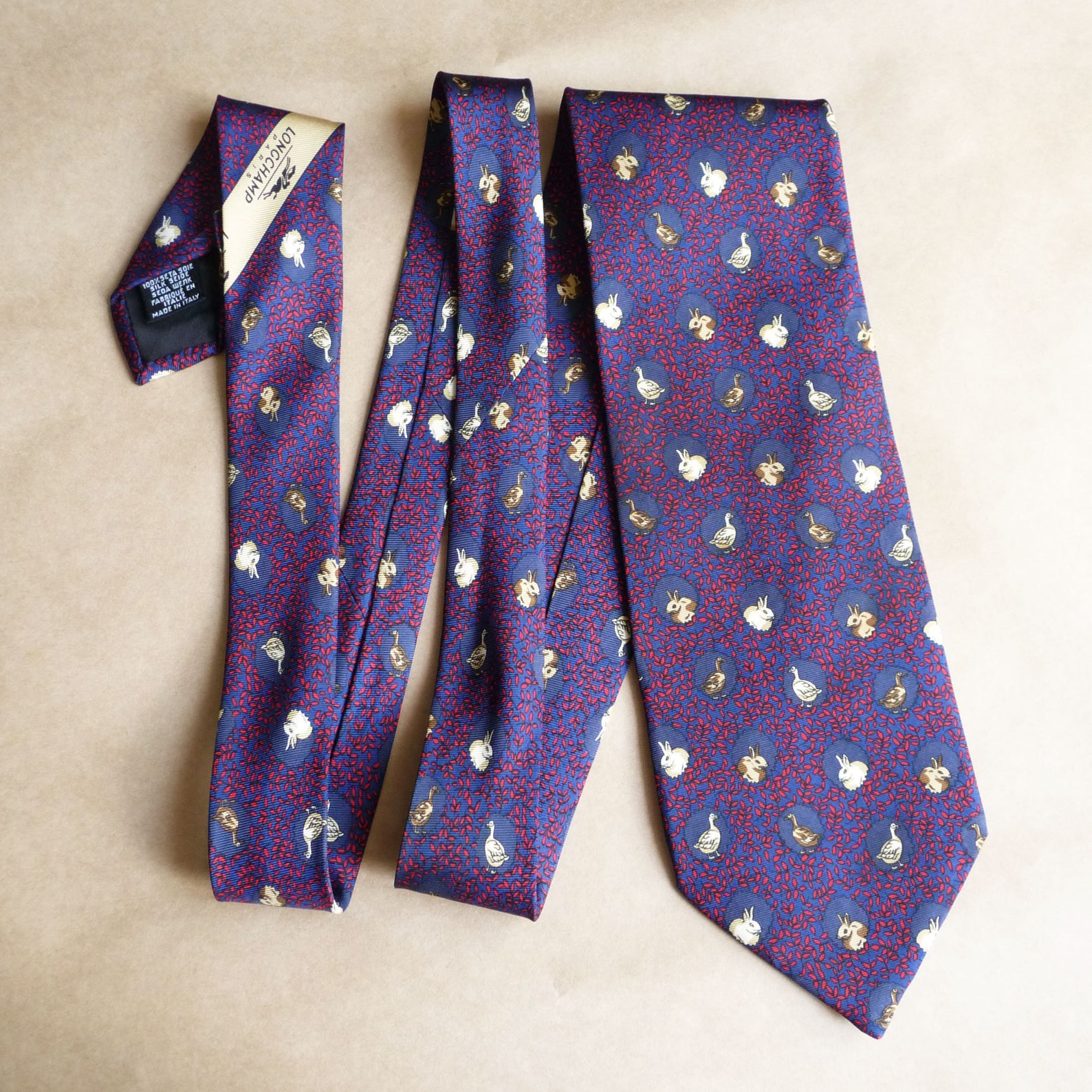 Rabbit Necktie Silk Mans Gift Navy Necktie With Goose Animal - Etsy