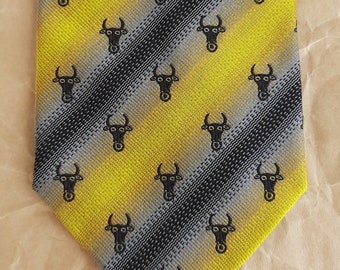 Animal tie Gray and yellow striped tie safari theme Buffalo tie Nature lovers gift