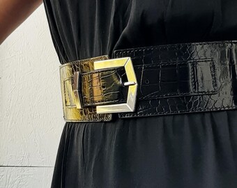 Black Studded Suede Waist Belt Women Wide Elastic Waist Belt  display picture 1