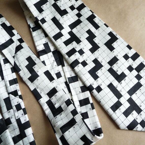 Geek Tie Crossword Puzzle Gifts Black And White Tie F Gem