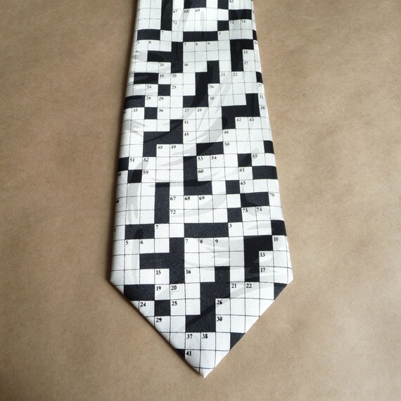 Geek Tie Crossword Puzzle Gifts Black And White Tie F Gem