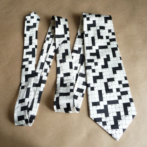 Geek Tie Crossword Puzzle Gifts Black And White Tie F Gem