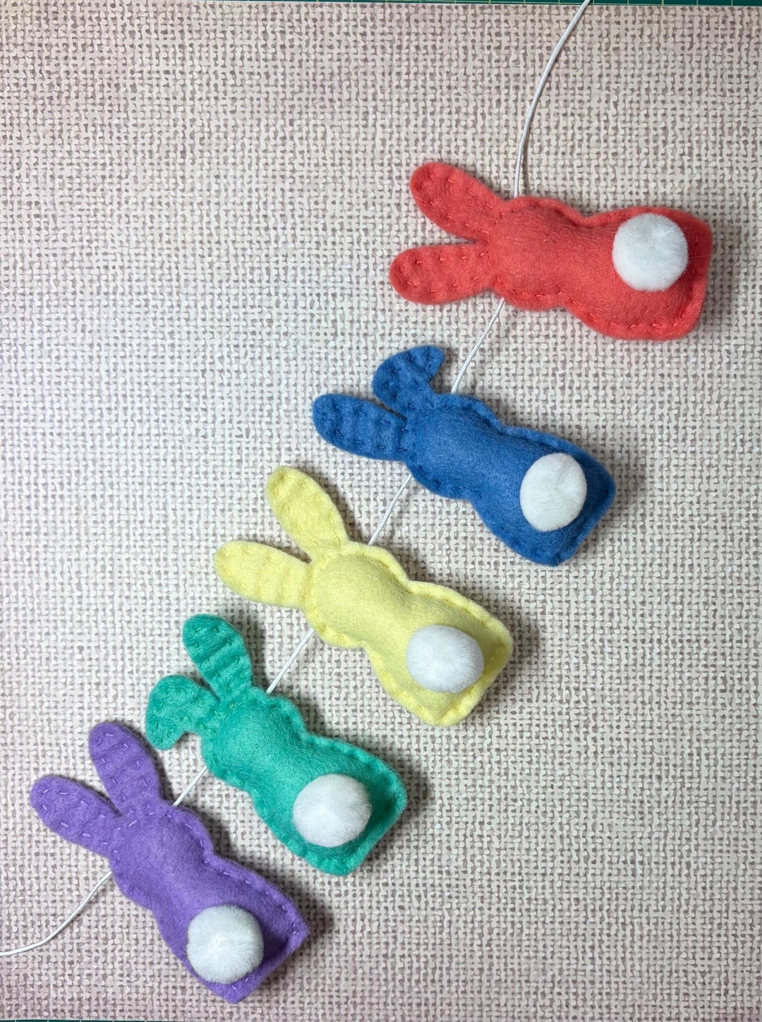 Handmade Felt Bunny Garland, Easter Decoration, Rabbit, Spring Nursery ...