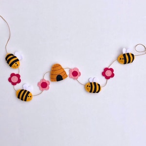 Handmade Felt Bee Garland: Cottagecore Nursery Decor