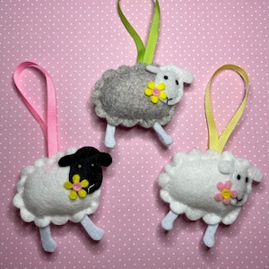 Easter Lamb Decoration, Felt Sheep Hanging Ornament, Handmade Easter Tree Ornament, Spring Wall Decor image 5