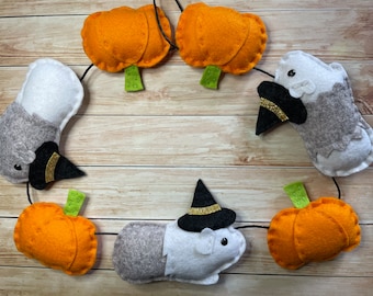 Felt Halloween Guinea Pig Garland: Handmade Autumn Cavy Decor