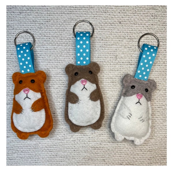 Felt Hamster Keyring, Gift for a Hamster Lover,  Syrian Hamster Bag Decoration