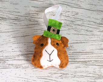 Handmade Felt St Patrick’s Day Guinea Pig Decoration, Leprechaun, Paddy’s, Irish, Ireland