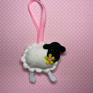 Easter Lamb Decoration, Felt Sheep Hanging Ornament, Handmade Easter Tree Ornament, Spring Wall Decor image 3