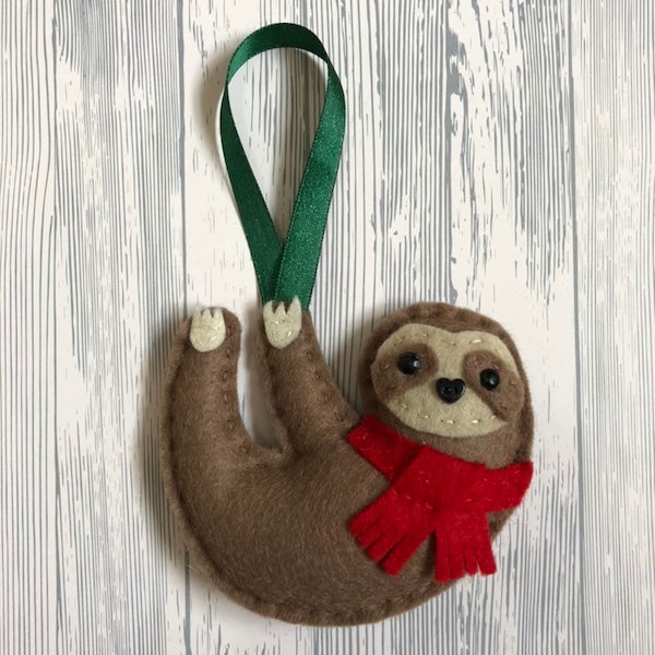 Felt Sloth Handmade Christmas Tree Decoration Gift Holiday Ornament Bauble
