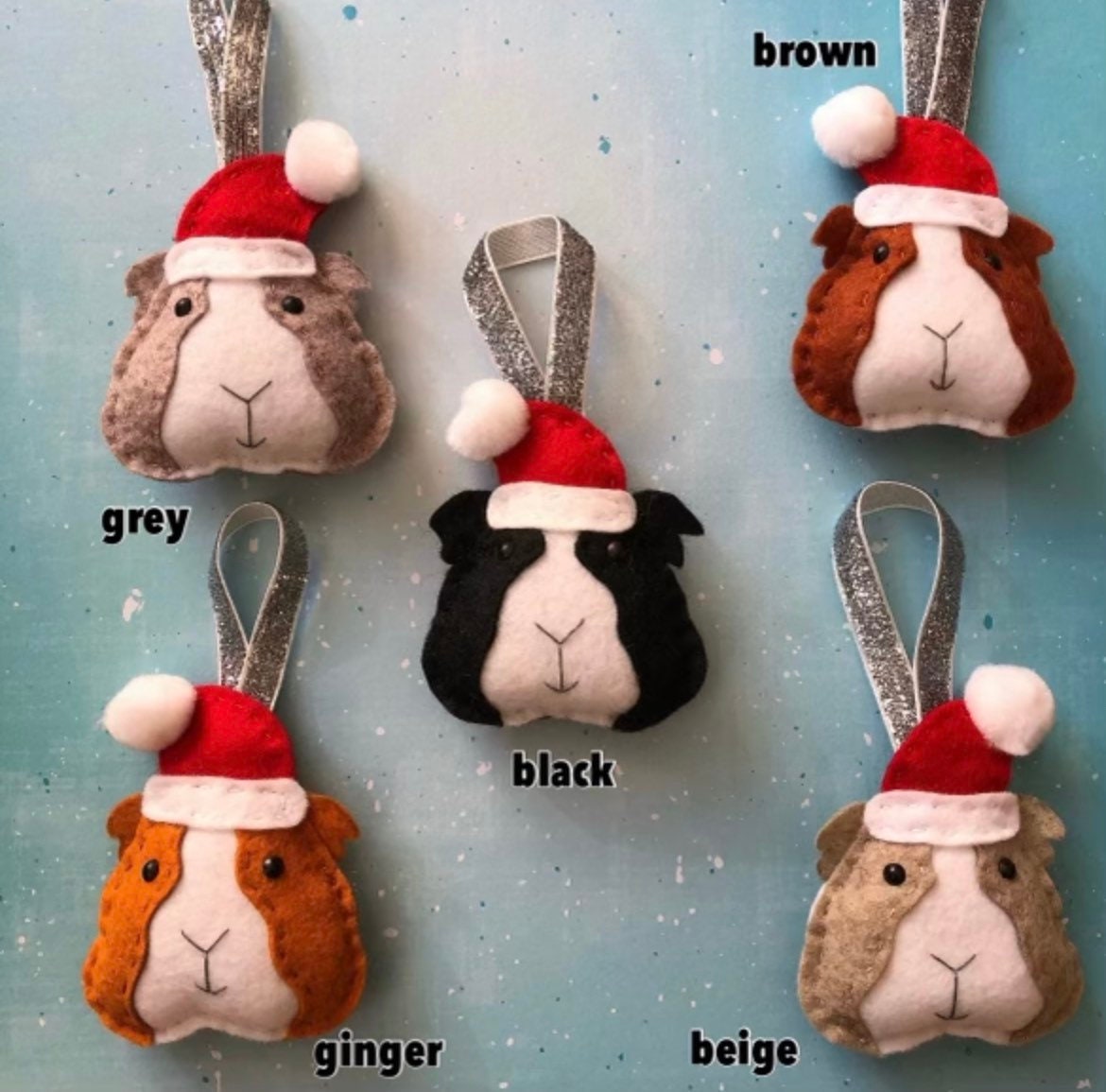 Felt Guinea Pig Handmade Christmas Tree Decoration Gift Holiday Ornament Bauble
