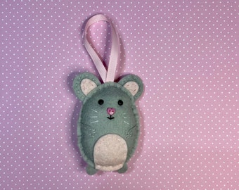 Handmade Cute Mouse Hanging Decoration, Felt Rodent Ornament, Gift For Mice Lovers