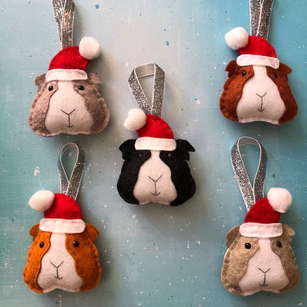 Felt Guinea Pig Handmade Christmas Tree Decoration Gift Holiday Ornament Bauble