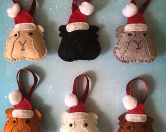Handmade Felt Guinea Pig Solid Colour Face Christmas Tree Decoration Ornament Gift