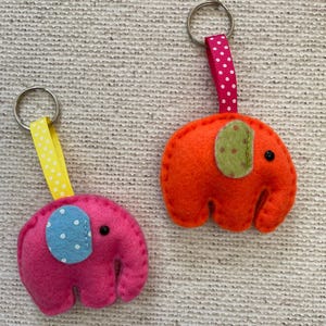 Handmade Felt Elephant Keyring, Cute Gift For Elephant Lover, School Bag Decoration
