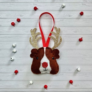Felt Guinea Pig Reindeer Ornament: Handmade Christmas Decoration