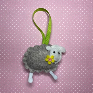 Easter Lamb Decoration, Felt Sheep Hanging Ornament, Handmade Easter Tree Ornament, Spring Wall Decor image 4