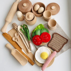 Kitchen play set, Play kitchen,Wooden baby toys, Montessori toys, Wooden toys, Toy kitchen, Play kitchen accessories, Pretend play, Playfood