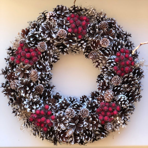 Christmas Wreath Pinecone Wreath Holiday Decor Pinecone Etsy