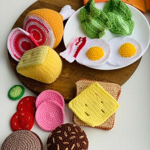Crochet breakfast, Kitchen play set, Pretend play, Kid’s kitchen accessories, Fake Food, Crochet food set, Pretend play kitchen, Montessori