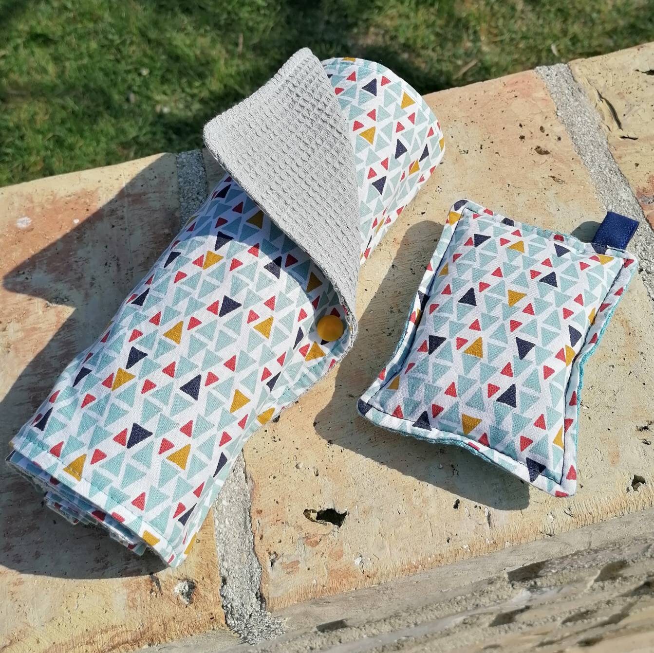 Essuie-Tout Lavable & Son Éponge - Création Couture Zéro-Déchet en Nid d'abeille Certifié Oeko-Tex R